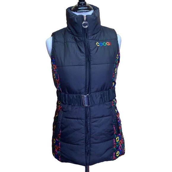 Coogi Multi Colored Puffer Vest with Belt Size Large 12/14 - Picture 1 of 11